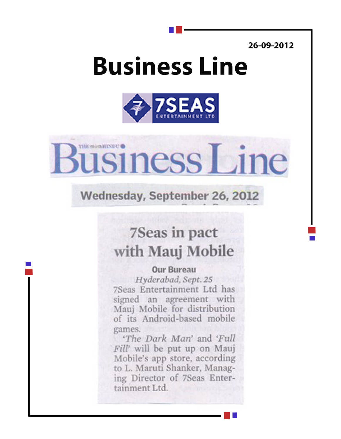7Seas Entertainment signs up with Mauj Mobile & Mobango for Mobile Games.