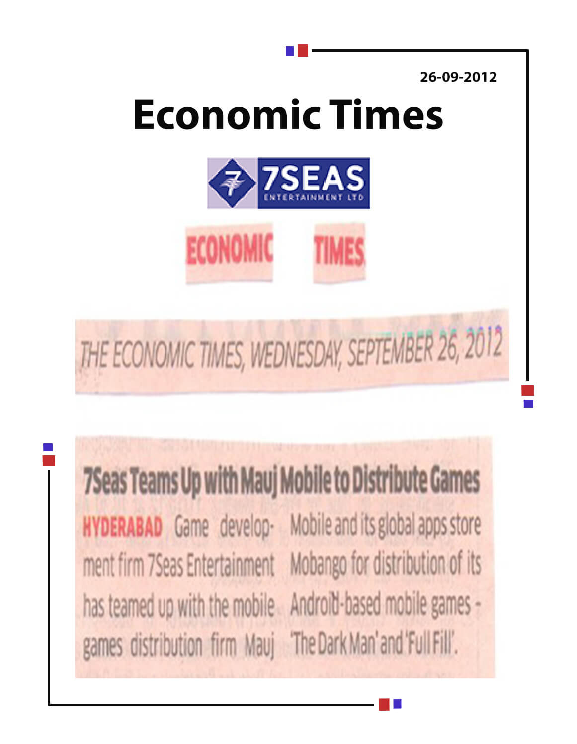 7Seas Entertainment signs up with Mauj Mobile & Mobango for Mobile Games.