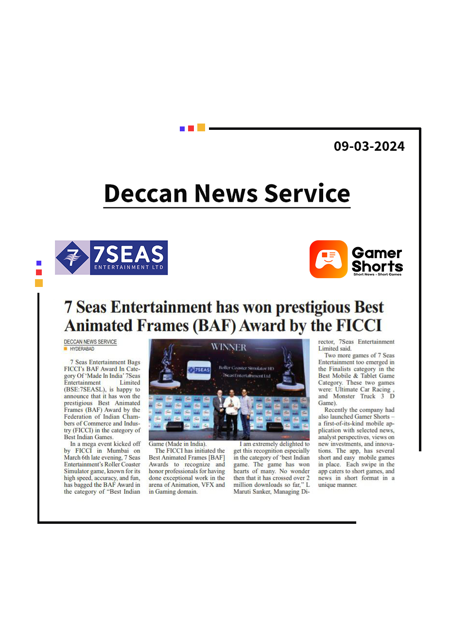 7Seas Entertainment Bags FICCI BAF Award 2024